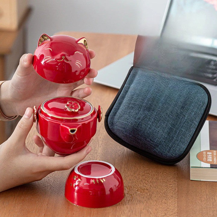 Luck Cat Ceramic Quick Cup Tea Set - Image 6