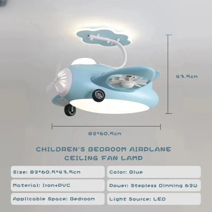 Futuristic Airplane Kids Bedroom Ceiling RC Fan Lamp - Image 5