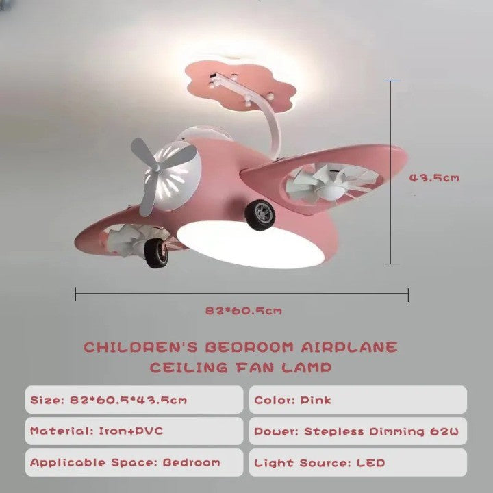 Futuristic Airplane Kids Bedroom Ceiling RC Fan Lamp - Image 6