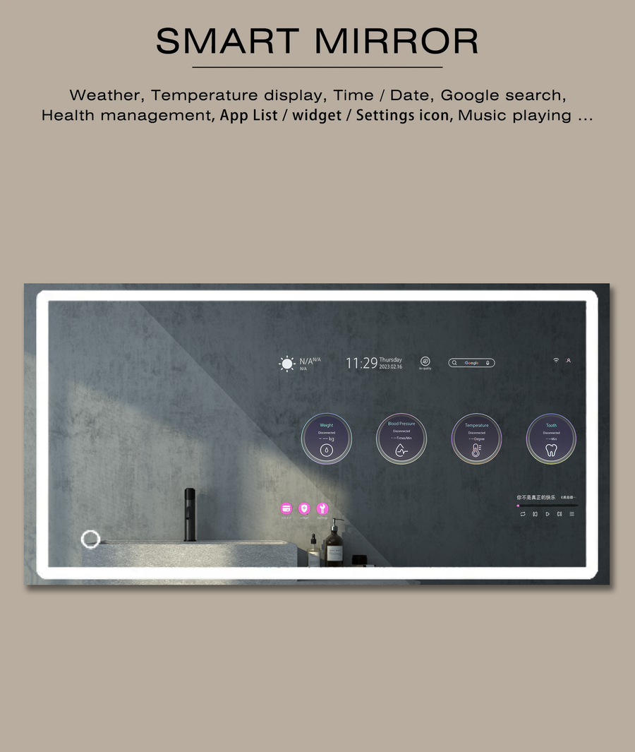 Touch Screen LED Smart Waterproof Magic Mirror - Image 7