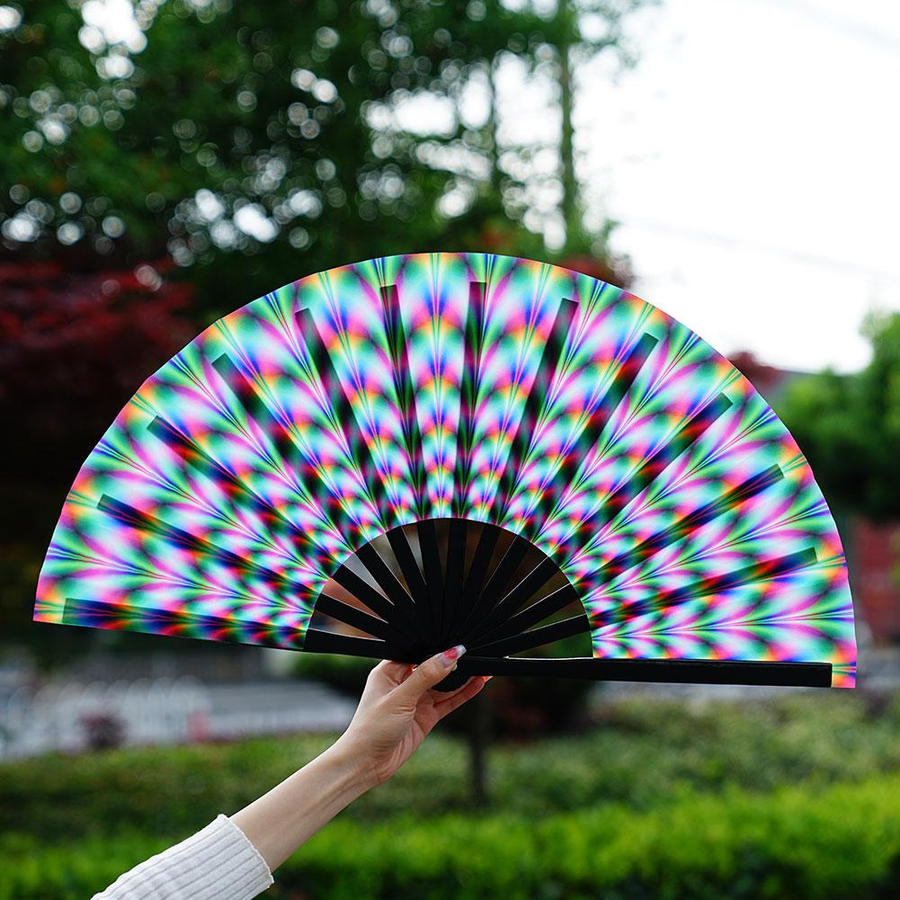 Reflective Japanese Style Folding Hand Fan - Image 0