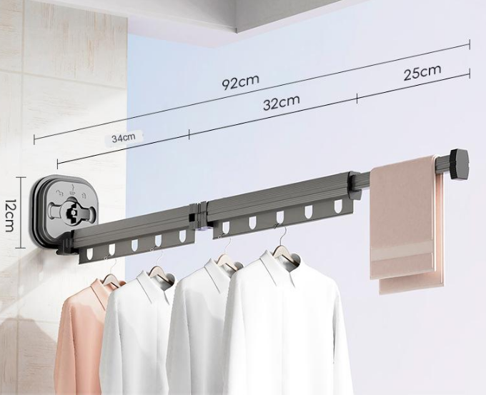 Easy Hang Wall-Mounted No-Punch Retractable Laundry Rack - Image 7