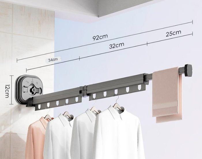 Easy Hang Wall-Mounted No-Punch Retractable Laundry Rack - Image 8