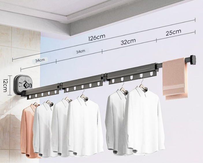 Easy Hang Wall-Mounted No-Punch Retractable Laundry Rack - Image 9