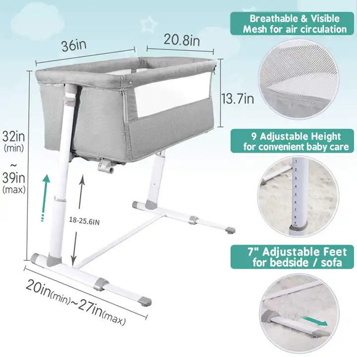 Adjustable Lightweight Bedside Sweet Dreams Baby Crib - Image 3