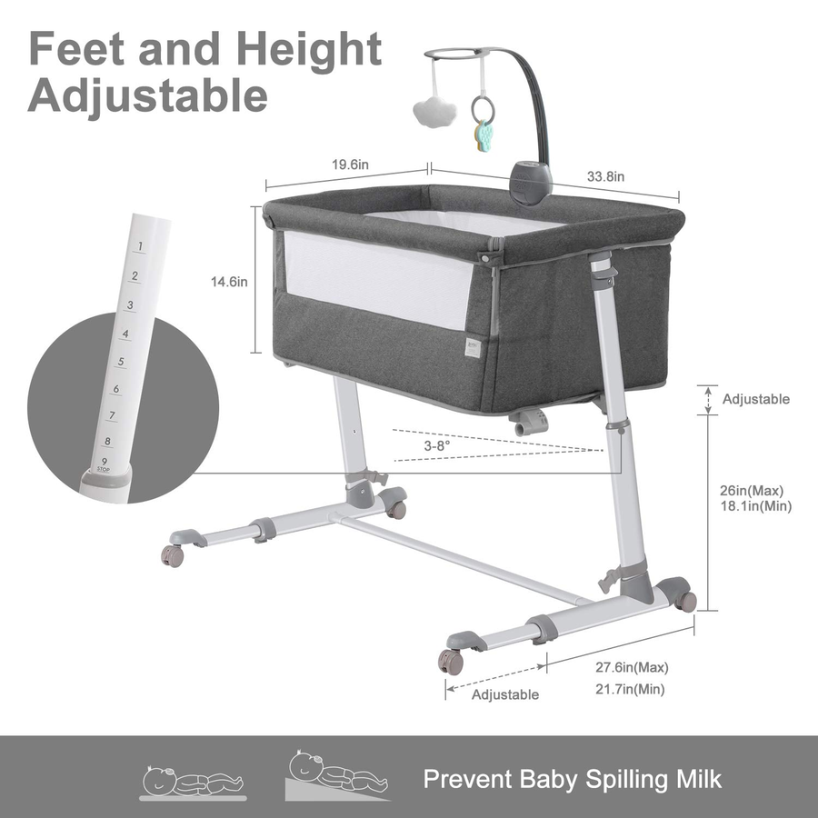 Adjustable Lightweight Bedside Sweet Dreams Baby Crib - Image 4