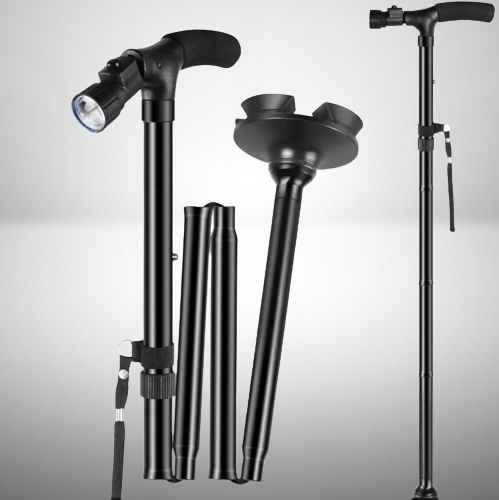 Stable Adjustable LED Light Anti-slip Walking Stick - Image 0
