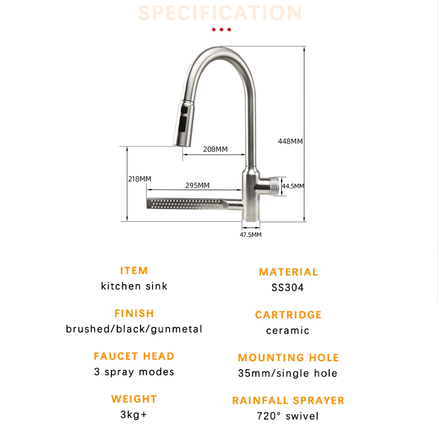 Next Level Rainfall Pull Out Waterfall Kitchen Faucet - Image 4