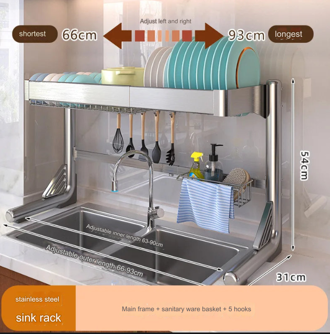 Stainless Steel Sink Dish Storage Countertop Organizer - Image 3