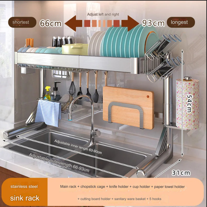 Stainless Steel Sink Dish Storage Countertop Organizer - Image 4