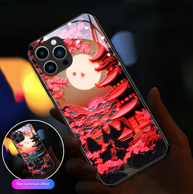 Fuji Mountain Sound-Activated LED Glass iPhone Case