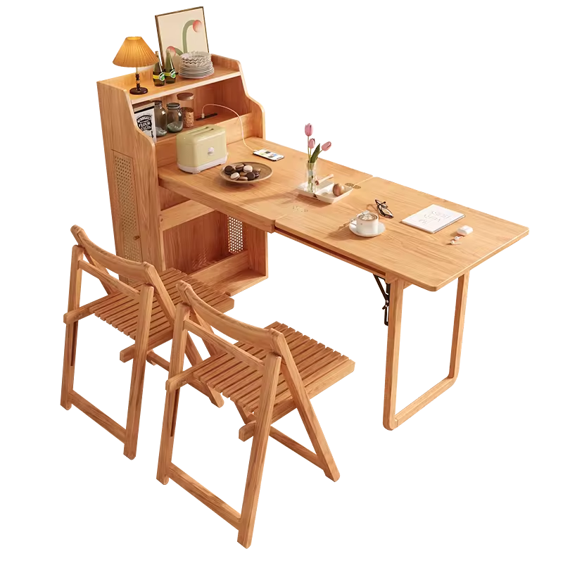 Hidden Cabinet Space Saver Foldable Dining Table Chair Set - Image 5