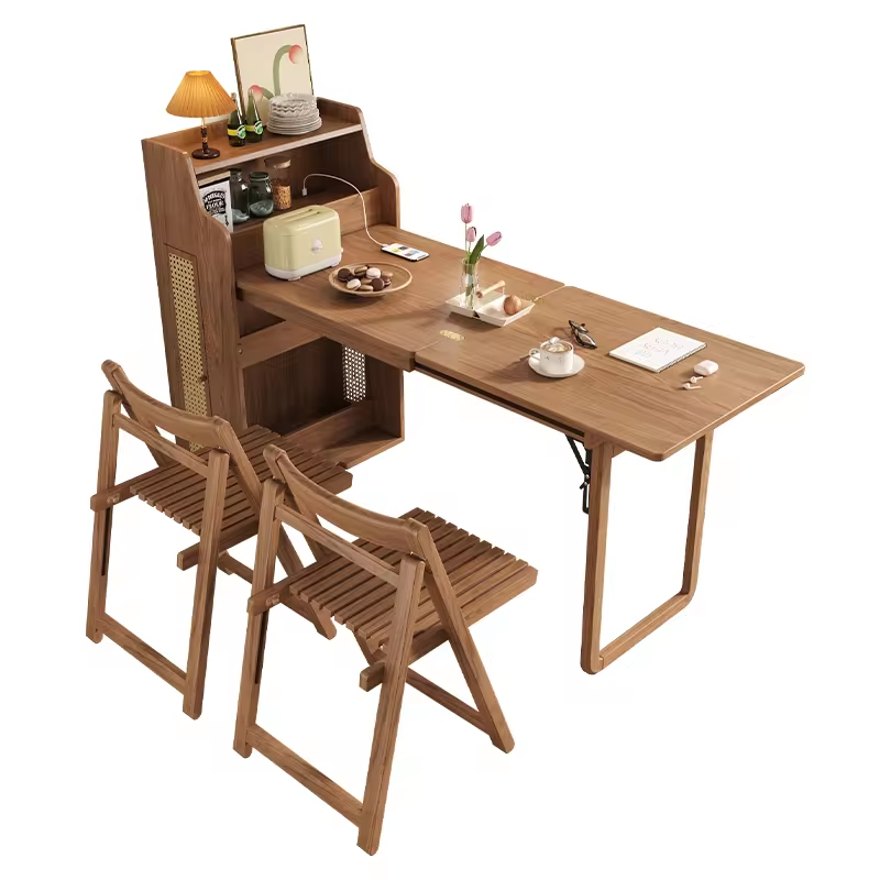 Hidden Cabinet Space Saver Foldable Dining Table Chair Set - Image 6