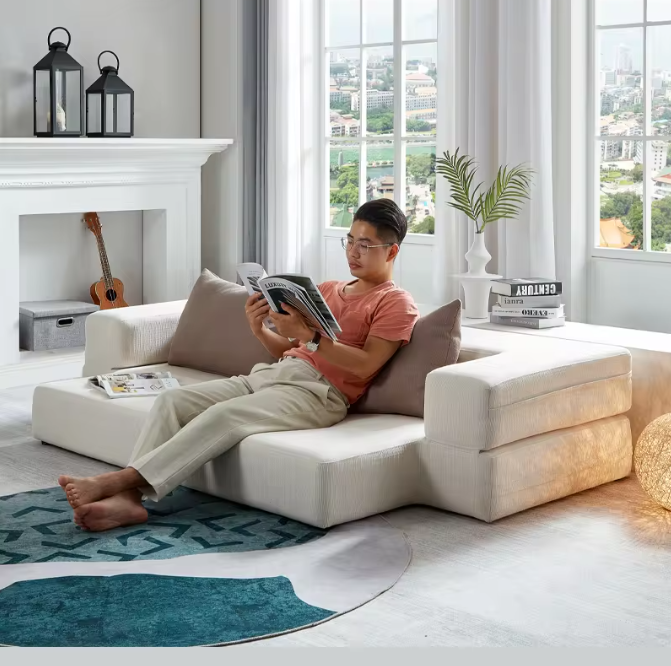 Modular Sectional Home Three-Seater Convertible Sofa Bed - Image 2