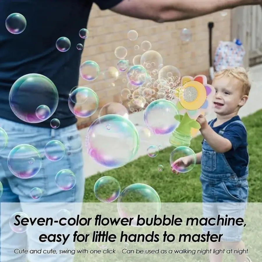 Electric Sunflower-Shaped Portable Kids Fun Bubble Maker Toy - Image 4