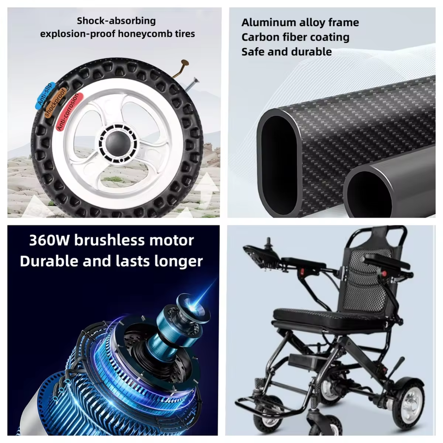 Life Mobility Lightweight Compact Electric Foldable Elderly Wheelchair - Image 6
