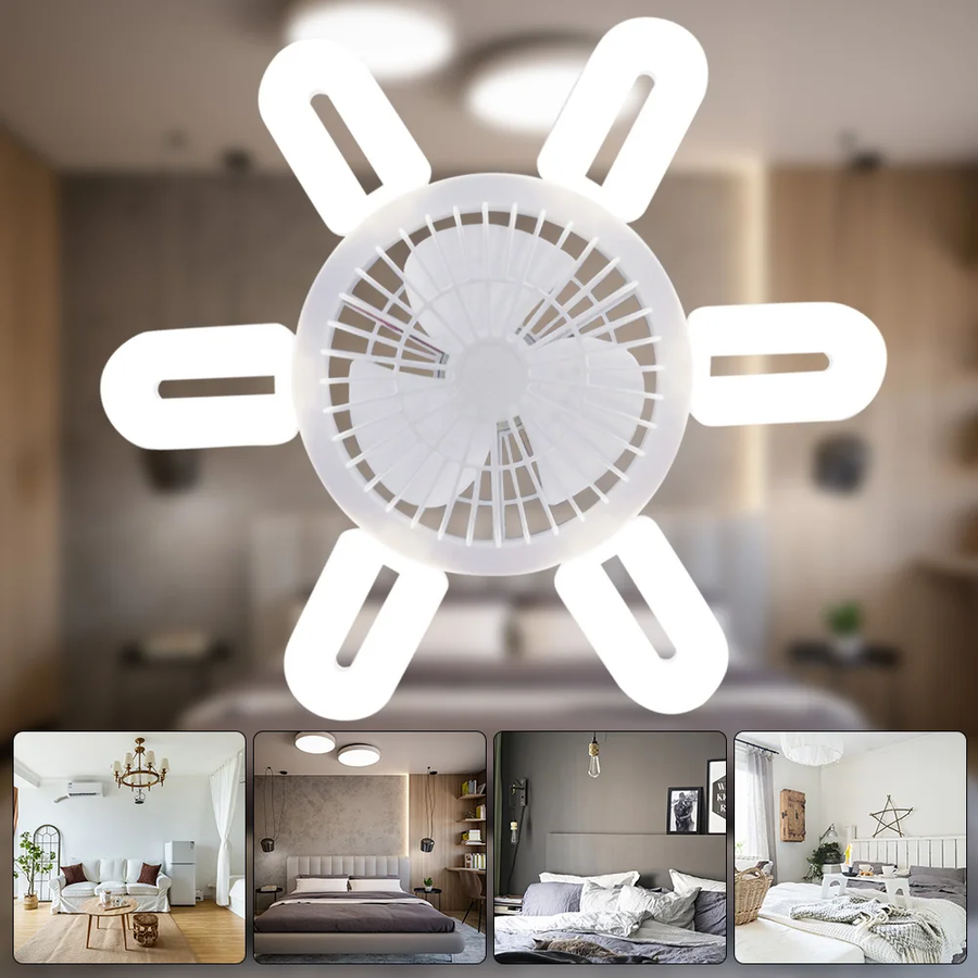 Silent Adjustable Remote Control Ceiling Foldable Fan Lamp - Image 2