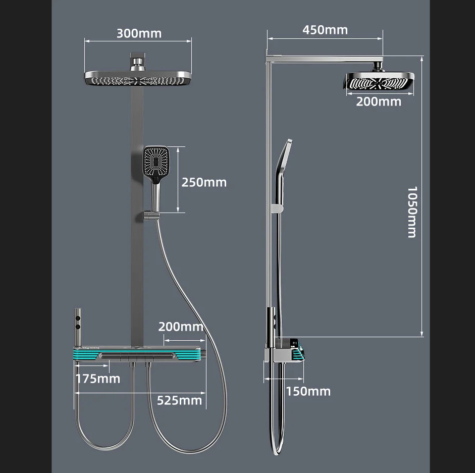 Piano Smart Digital Massage Spray Shower System Set