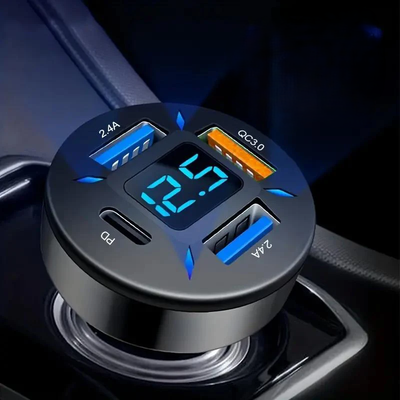 4-Port Digital Car Lighter Fast Charger