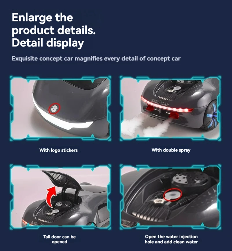 Rechargeable Gesture Control RC Spray Effect Stunt Car - Image 2