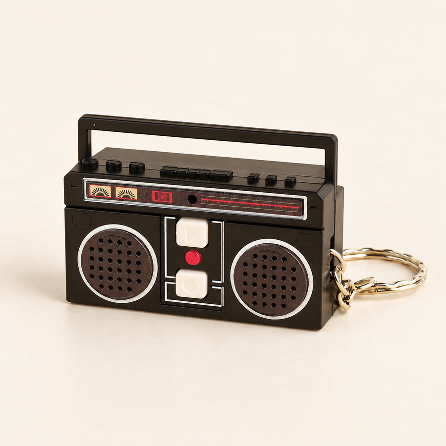 Retro boombox keychain in black