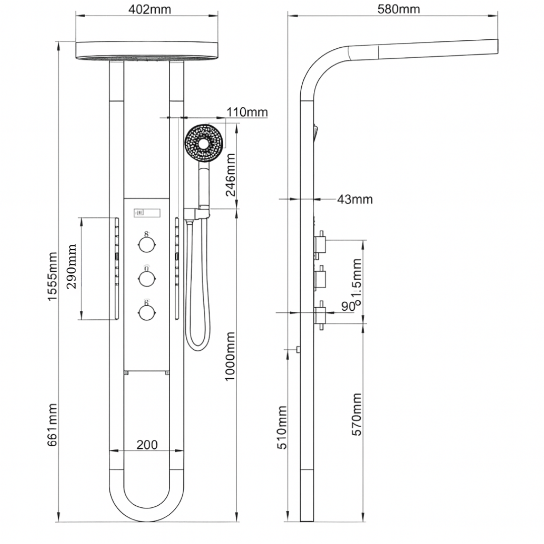 High-flow Thermostatic Digital LED Rainfall Shower Set - Image 4