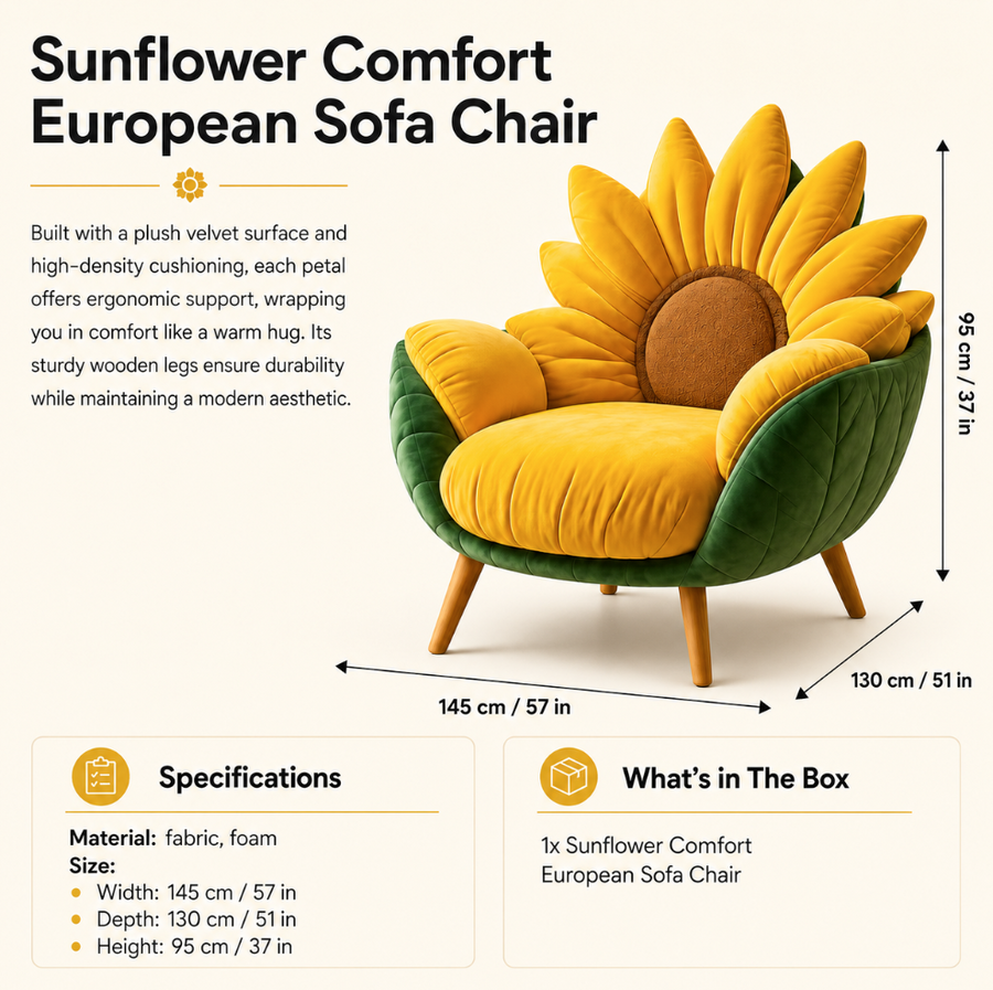 Sunflower Comfort European Sofa Chair