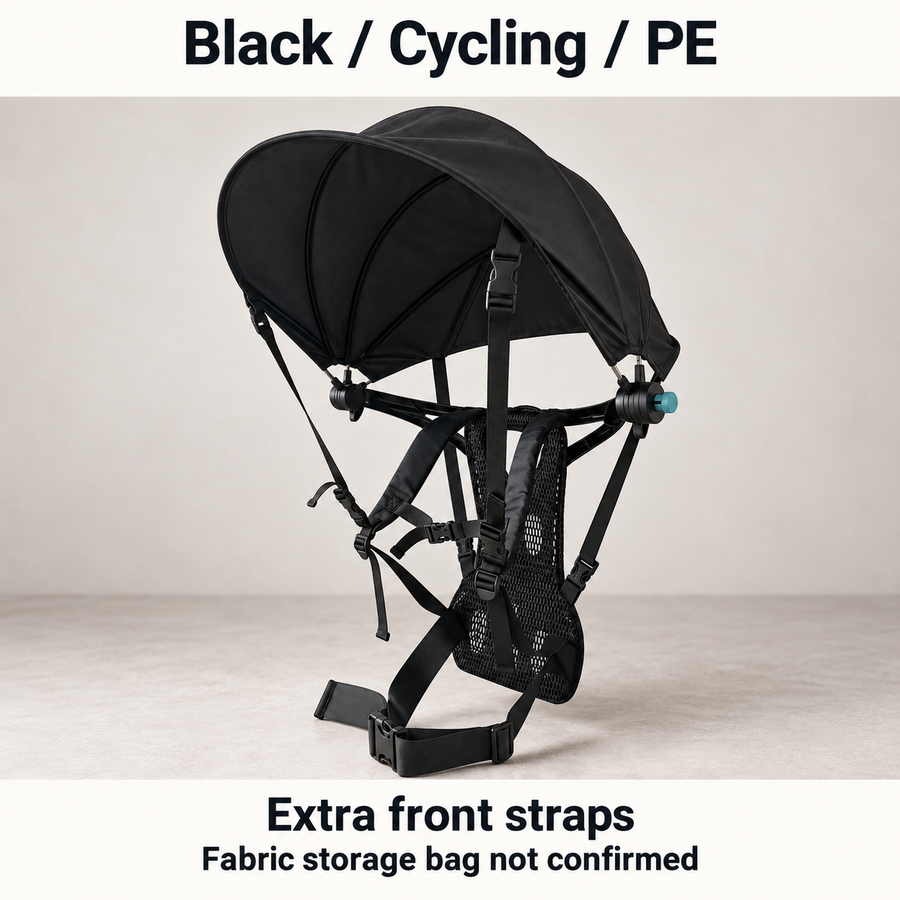 Trailshade Black / Cycling / PE: Extra front straps; Fabric storage bag not confirmed