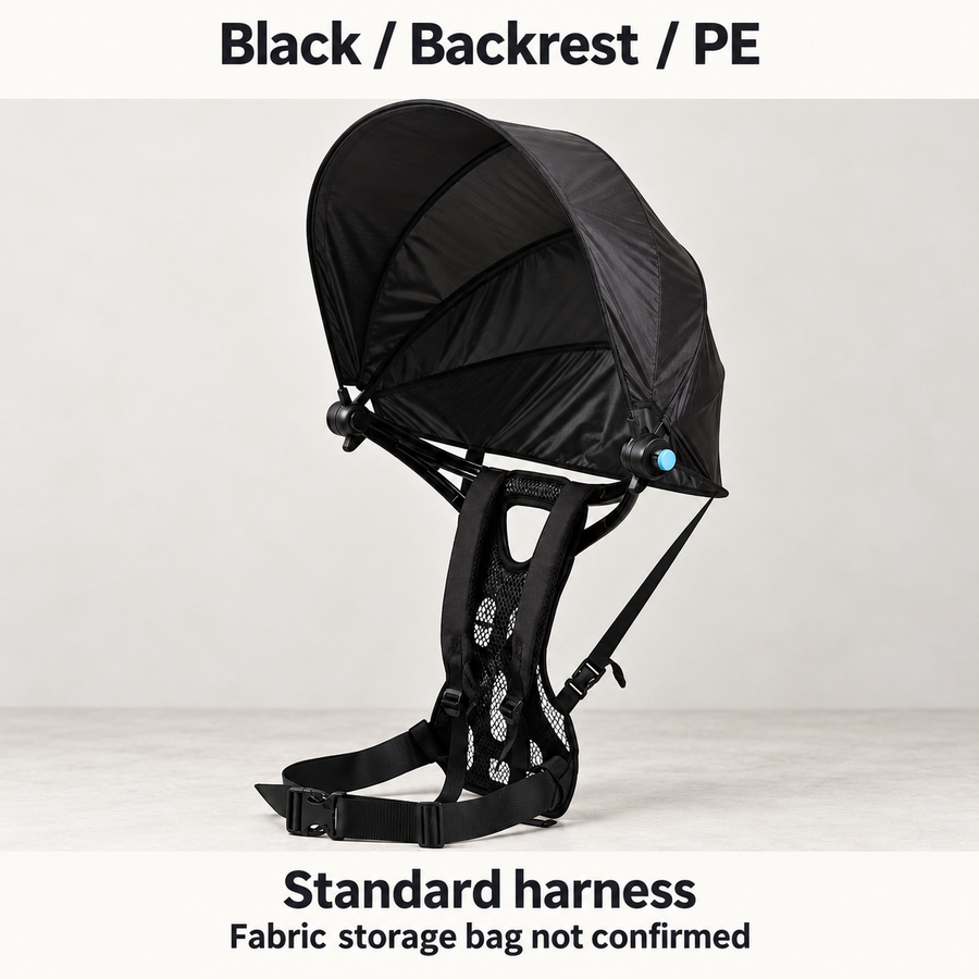 Trailshade Black / Backrest / PE: Standard harness; Fabric storage bag not confirmed