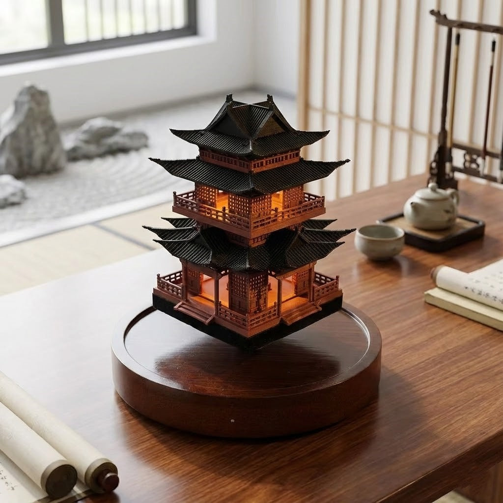 Levitating Pagoda Architectural Desk Decor - Image 1
