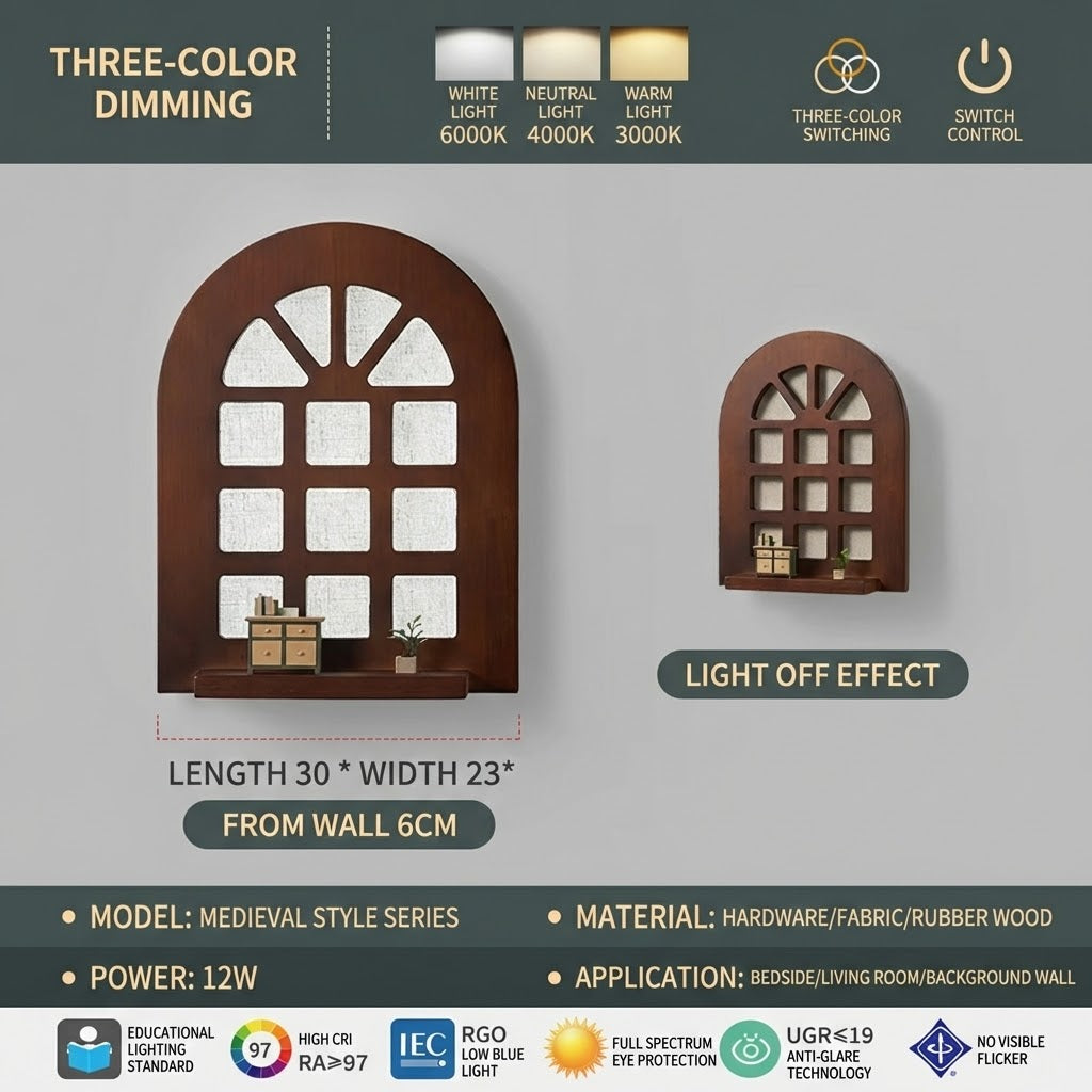 Japanese Style Arched Window Wall Lamp - Image 4