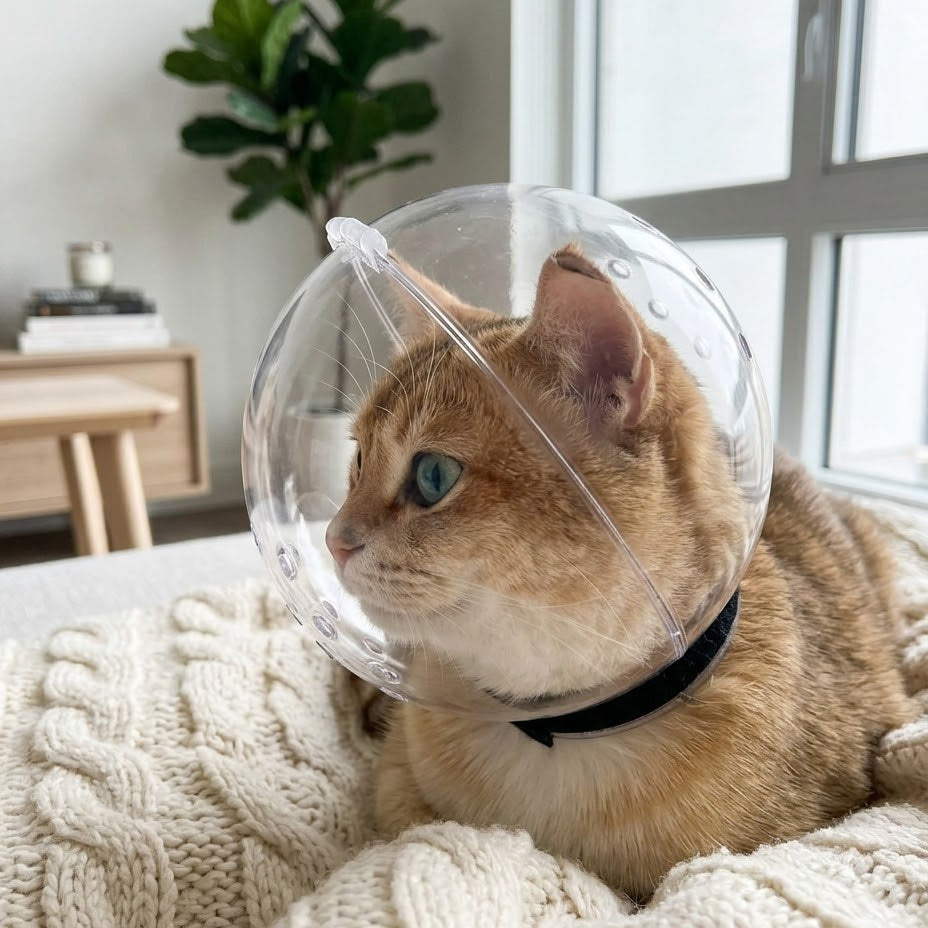 Bubble Cone Transparent Cat Recovery Groom Helmet - Image 1
