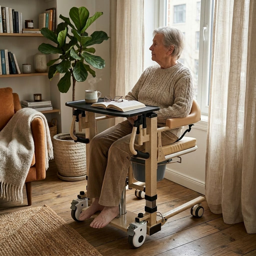 Senior Care Easy Patient Lift Transfer Wheelchair - Image 1