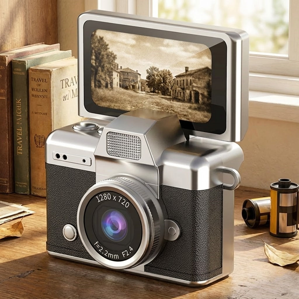Retro Flip Screen Mini Camera Keychain - Image 5