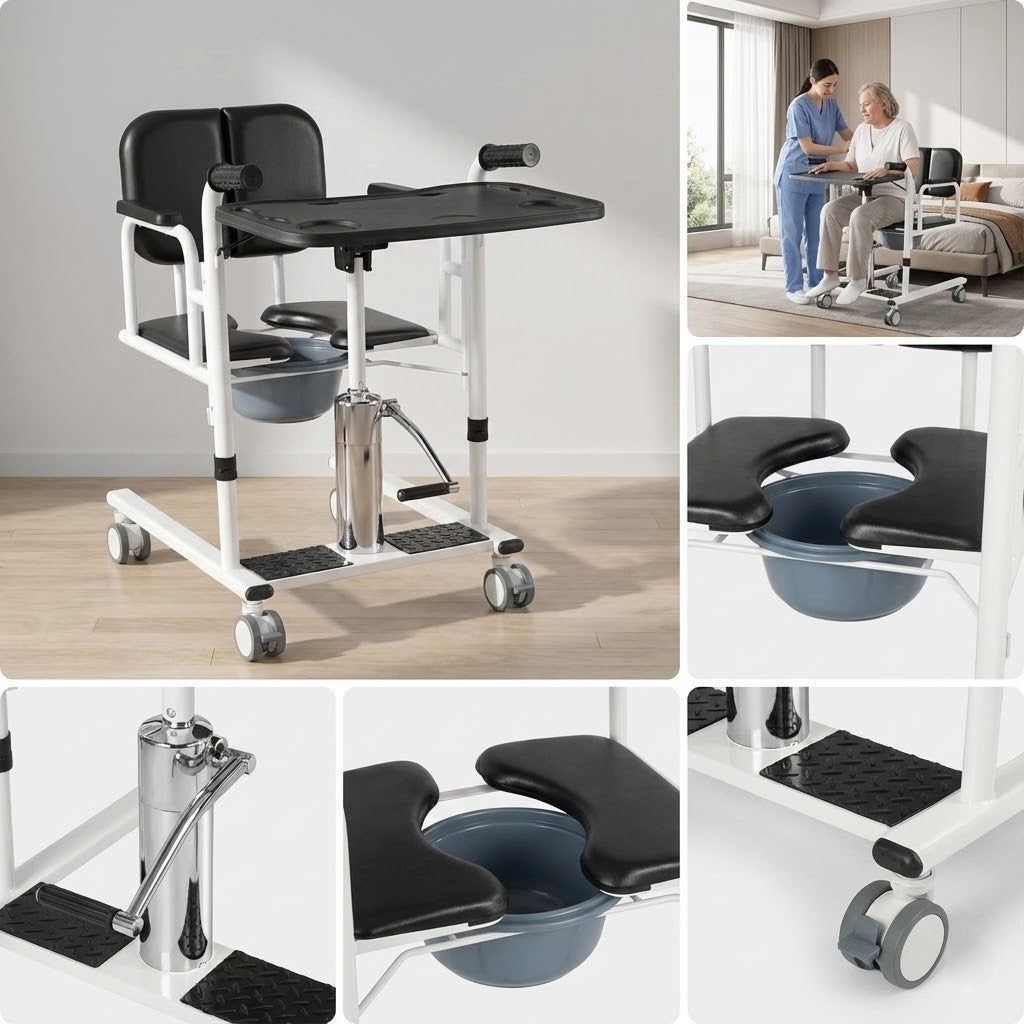 4-in-1 Shower & Transport Hydraulic Patient Lift Nursing Chair - Image 3