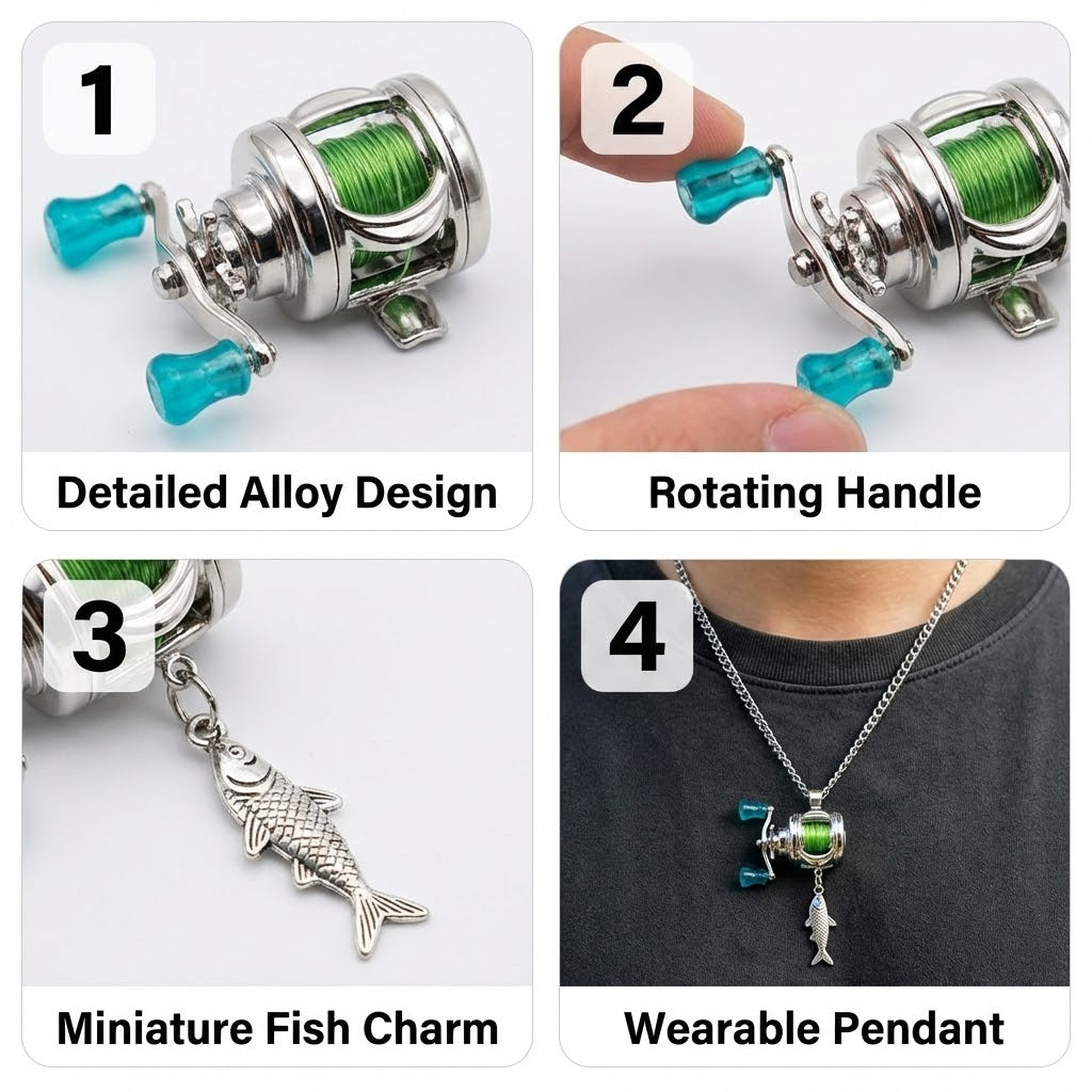 Mini Fishing Reel Spinner Necklace - Image 4