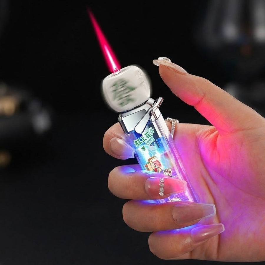 Rotating Dice Head LED Jet Flame Lighter - Image 0