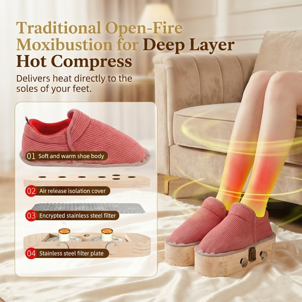Natural Wood Herbal Heat Circulation Therapy Boots - Image 1