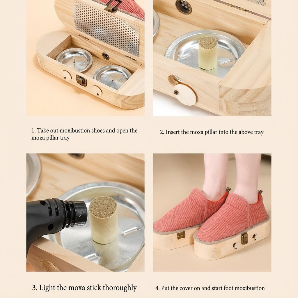 Natural Wood Herbal Heat Circulation Therapy Boots - Image 2