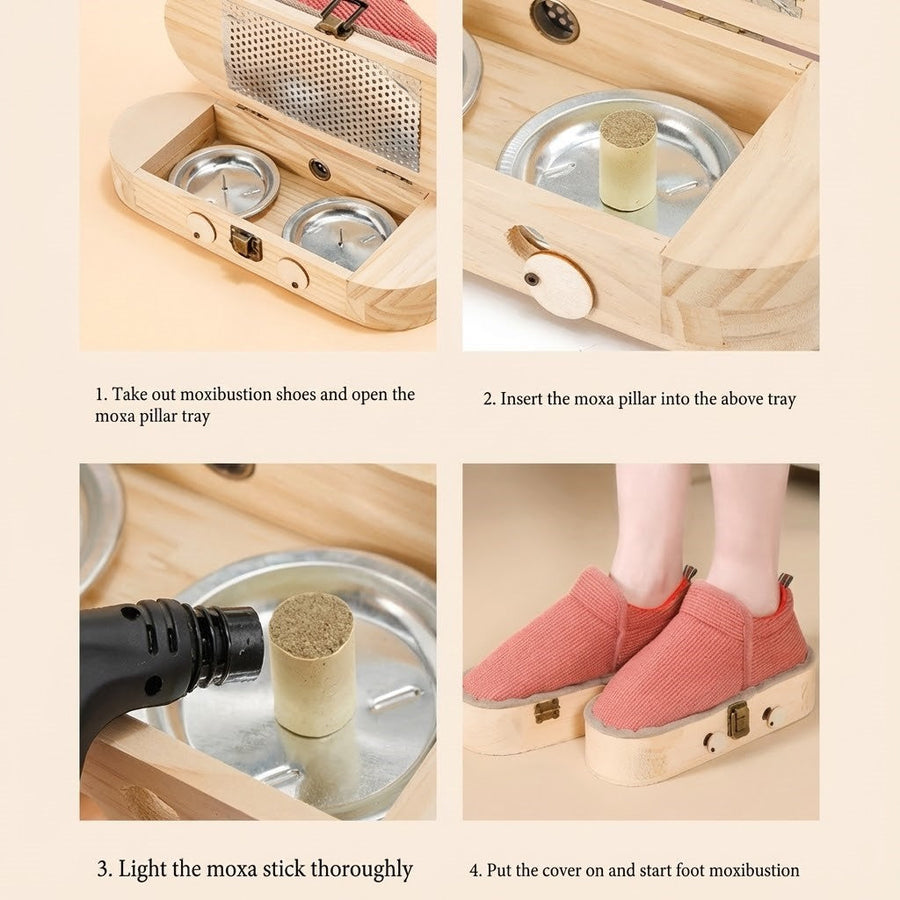 Natural Wood Herbal Heat Circulation Therapy Boots - Image 2