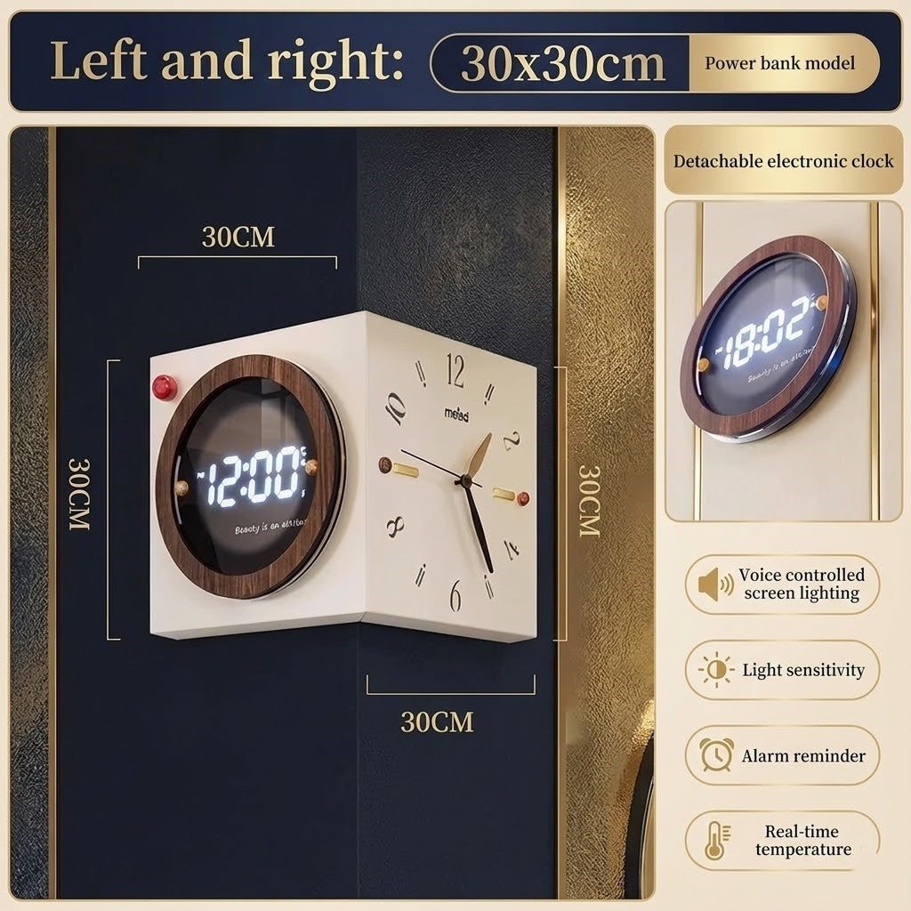 Corner-Split Dual Display Minimal Wall Clock - Image 4