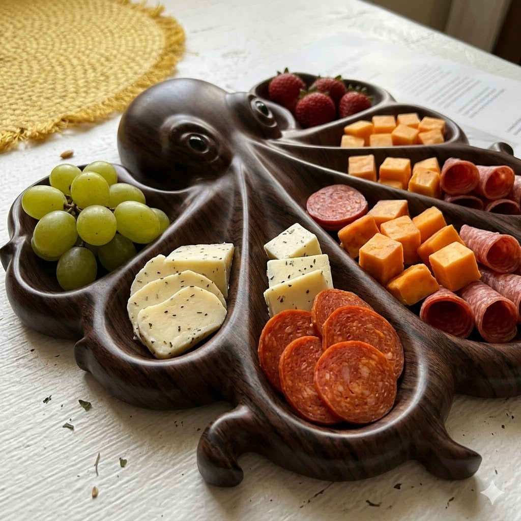 Octopus Shape Wooden Serving Board - Image 1