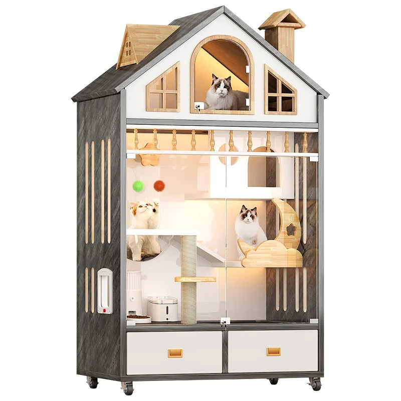 Wooden Luxury Indoor Large Cozy Cat House - Image 6
