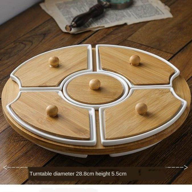 Five Grid Rotating Ceramic Breakfast Platter