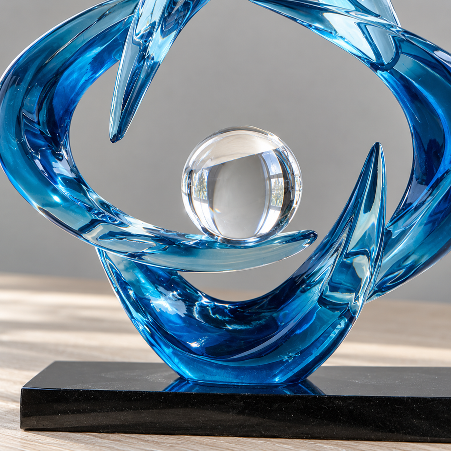 Sphere and blue curves close-up
