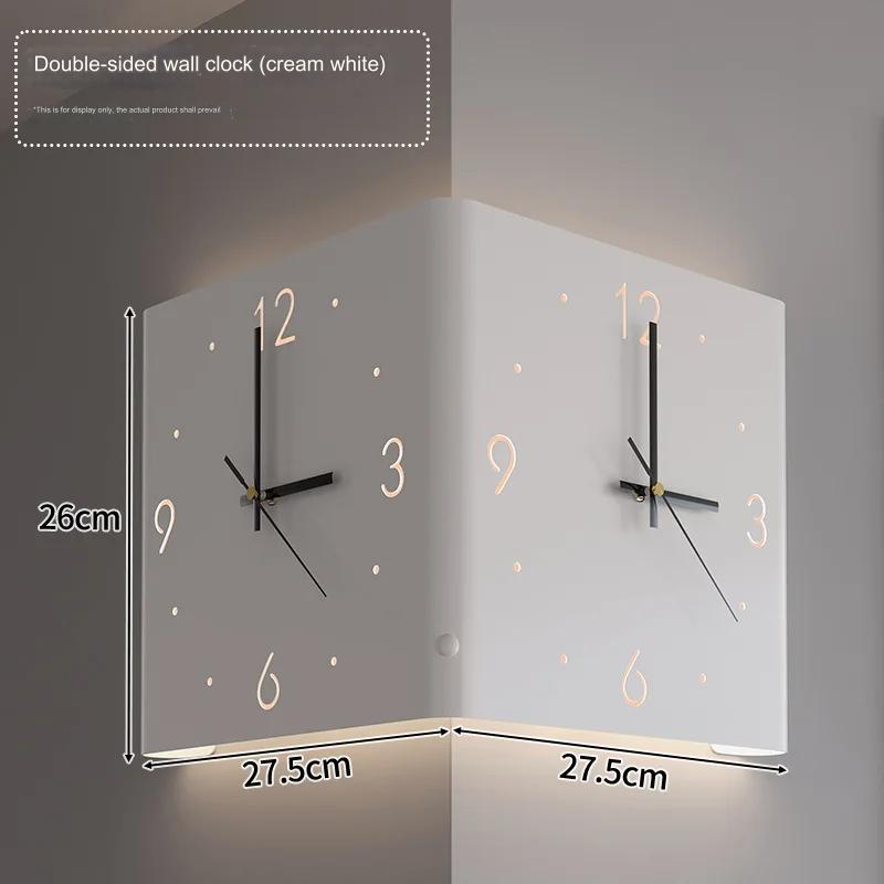 Double-Sided Illuminated Corner Silent Wall Clock