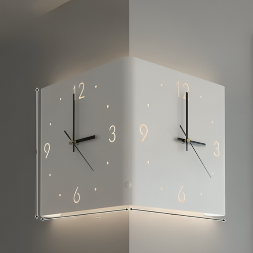 Double-Sided Illuminated Corner Silent Wall Clock - Image 0