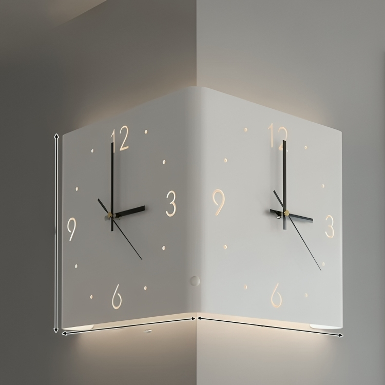 Double-Sided Illuminated Corner Silent Wall Clock - Image 0
