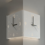 Double-Sided Illuminated Corner Silent Wall Clock