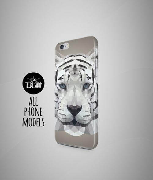 Geometric White Tiger iPhone 8 Plus Case iPhone 8 - MaviGadget